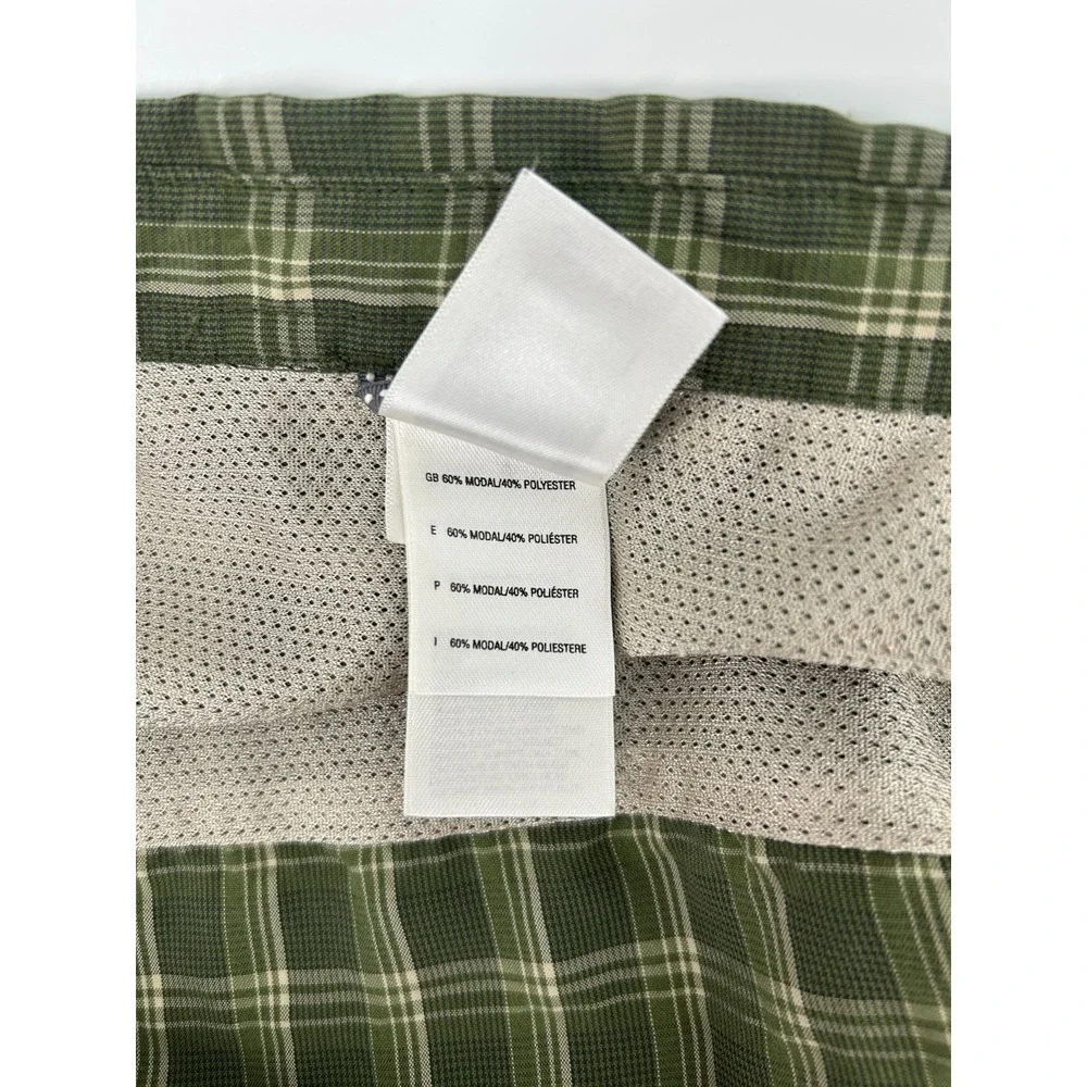 The North Face Button Down Shirt Mens Green Plaid Long Sleeve Collared Large